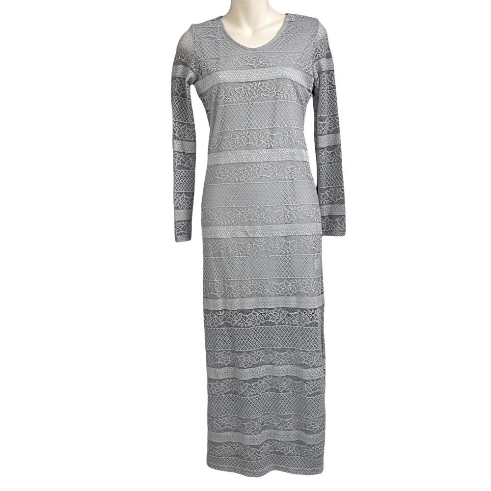 Open Crochet Boho Beach Floral Maxi Dress Sz S